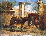 Camille Pissarro Farm before the donkey oil painting reproduction